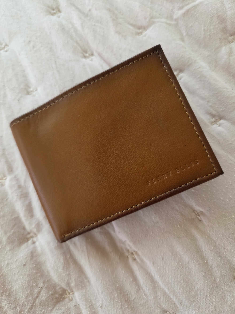 Perry Ellis Men’s Brown Leather Bi-Fold Wallet